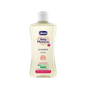 CHICCO Olej do koupele s bavlnou a vitamínem E Baby Moments Sensitive 93 % přírodních složek 200ml