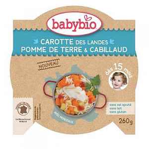 BABYBIO Mrkev a brambory s treskou 260 g
