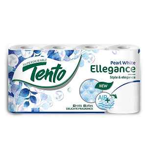 Tento Ellegance Pearl White toaletní papír, 3vrstvý 8 ks