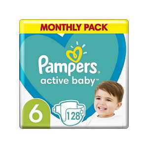 PAMPERS Active Baby 6 (13-18 kg) 128 ks Extra Large - jednorázové pleny