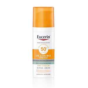 Eucerin Oil Control Ochranný krémový gel na opalování na obličej SPF 50+ světlý 50 ml