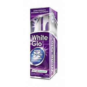 White Glo Zubní pasta 2v1 150g + kartáček a mezizubní kartáček ZDARMA