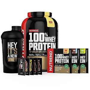 Nutrend 100% Whey Protein banán/jahoda 2250g + 3x vzorek 30g + šejkr ZDARMA