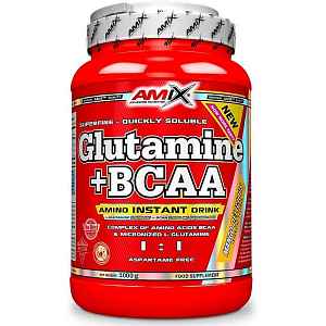 AMIX L-Glutamine + BCAA - powder, Pomeranč, 1000g