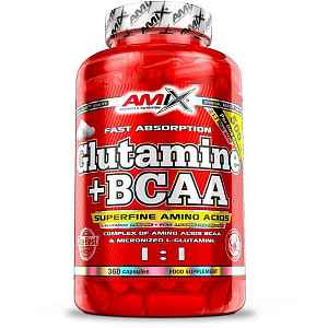 AMIX L-Glutamine + BCAA, 360 kapslí