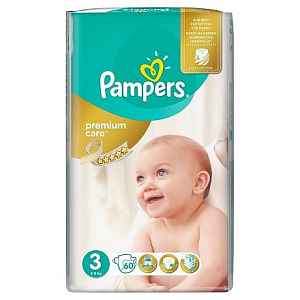 PAMPERS Premium Care Midi 5-9kg dětské pleny 60ks