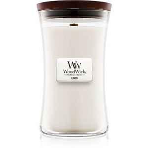 Woodwick Linen vonná svíčka 609,5 g s dřevěným knotem
