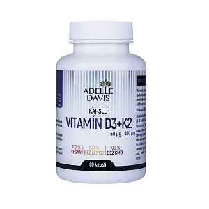 Adelle Davis Vitamín D3 50 mcg + K2 100 mcg 60 kapslí