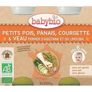BABYBIO hrášek pastinák cuketa telecí maso 2x200g