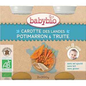 BABYBIO mrkev a dýně se pstruhem 2x200g