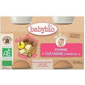 BABYBIO jablko s kaštanovým pyré 2x130g