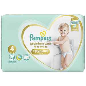 PAMPERS Premium Care Pants 4 MAXI (9-15 kg) 38 ks Value Pack – plenkové kalhotky