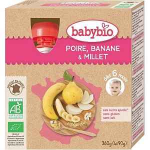 BABYBIO hruška s banánem a prosem 4x90g