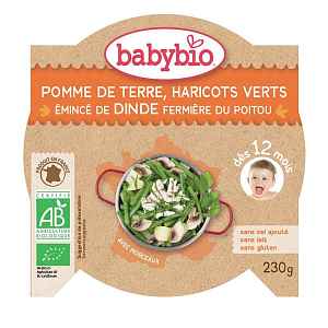 BABYBIO Denní menu Brambory a fazolkami a krůtími plátky 230 g