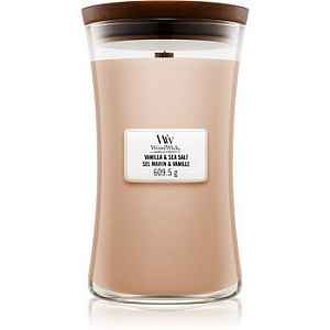 Woodwick Vanilla & Sea Salt vonná svíčka 609,5 g s dřevěným knotem
