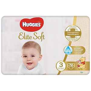 HUGGIES® Pleny jednorázové Elite Soft vel. 3 72 ks