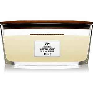 Woodwick White Tea & Jasmine vonná svíčka s dřevěným knotem (hearthwick) 453,6 g