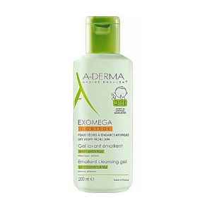 A Derma Exomega zvláčňující mycí gel 2v1 Tělo a vlasy 200 ml