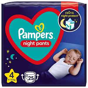 PAMPERS Night Pants Plenkové Kalhotky Velikost 4, 25 ks, 9-15 kg