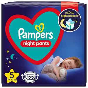 PAMPERS Night Pants Plenkové Kalhotky Velikost 5, 22 ks, 12-17 kg