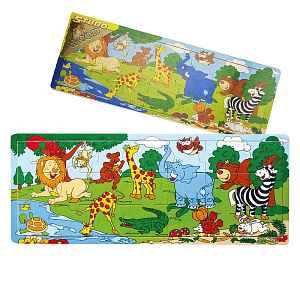 HM STUDIO Deskové puzzle ZOO dřevěné 21 dílů