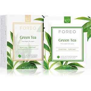 FOREO Farm to Face Green Tea osvěžující a zklidňující maska 6 × 6 g