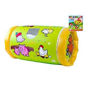 Teddies Válec s rolničkou nafukovací Moje první zvířátka 42x23cm v krabici 6m+ MPZ