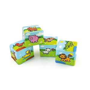 TEDDIES Kostka Moje první zvířátka 7x7 cm 4 ks