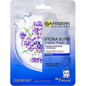 Garnier Hydratační textilní maska proti projevům únavy s výtažkem z levandule Skin Naturals Hydra Bomb  28 g