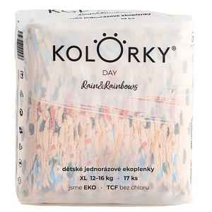 KOLORKY DAY Pleny jednorázové eko, déšť&duhy XL (12-16 kg) 17 ks