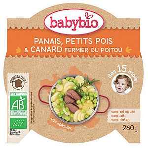BABYBIO pastinák s hráškem a farmářskou kachnou 260g