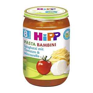 HiPP BIO Pasta Bambini - Rajčata se špagetami a mozarellou od uk. 7. měsíce, 220 g