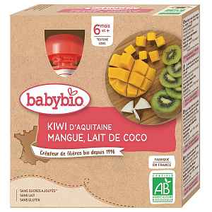 BABYBIO Kiwi, mango a kokos 4 x 90 g