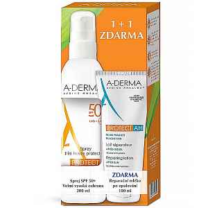 A-DERMA Protect Sprej  SPF50+ 200 ml + Protect AH Reparační mléko po opalování 100 ml