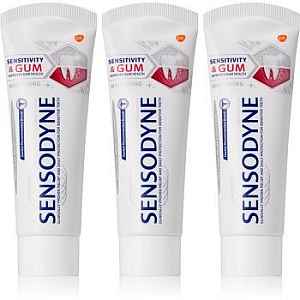 Sensodyne Sensitivity & Gum Whitening bělicí zubní pasta pro ochranu zubů a dásní 3x75 ml