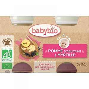 BABYBIO příkrm jablko a borůvky 2x130 g